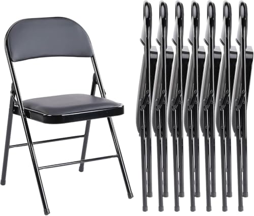 Sweetcrispy Folding Chair 12 Pack, Leather Padded Folding Chairs, Sturdy Metal Foldable Chairs, Easy to Use and Store, Outdoor and Indoor, for Home