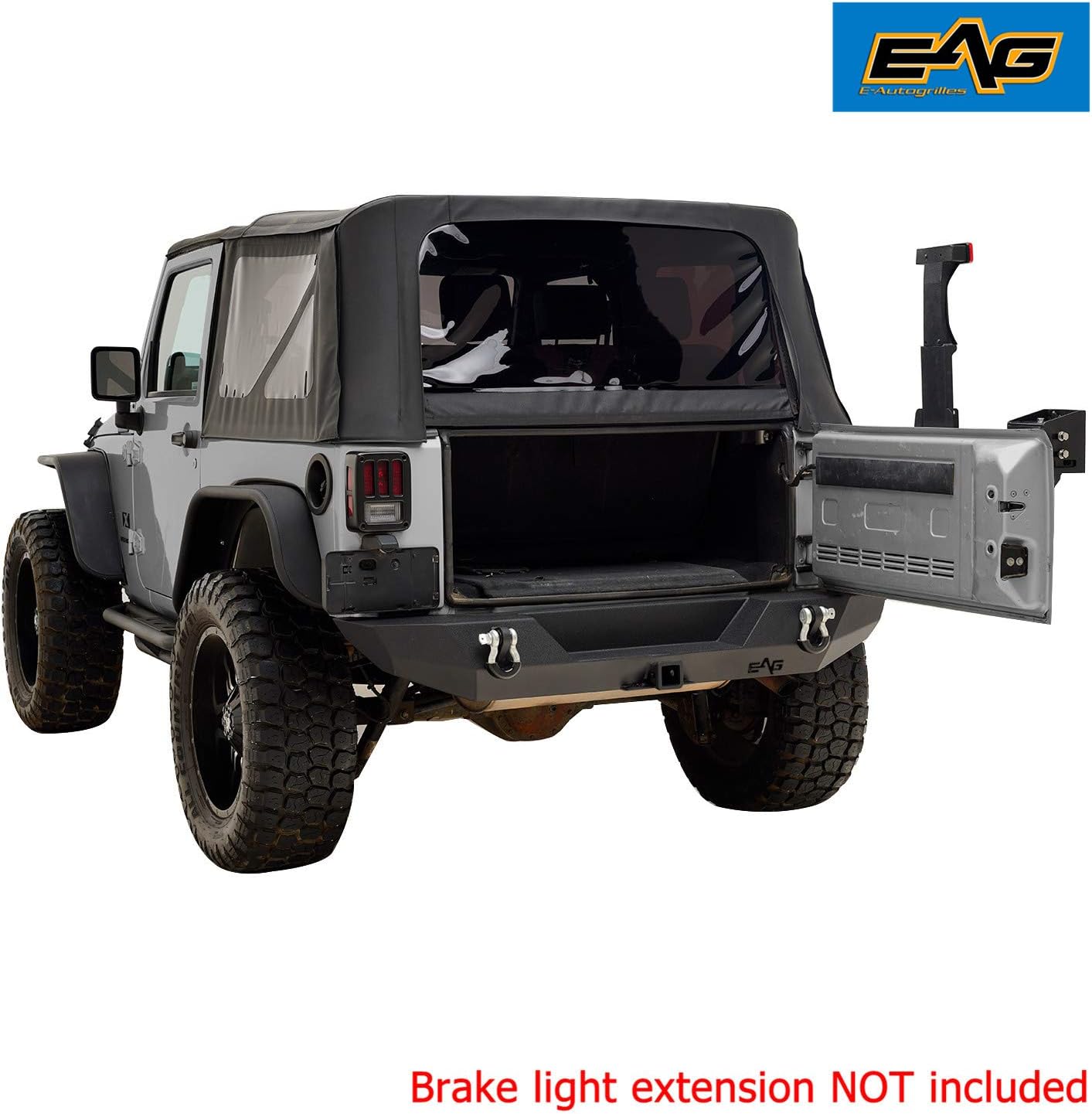 EAG Rear Bumper with Tire Carrier Linkage 2 Hitch Receiver Offroad Fit for 2007-2018 Wrangler JK