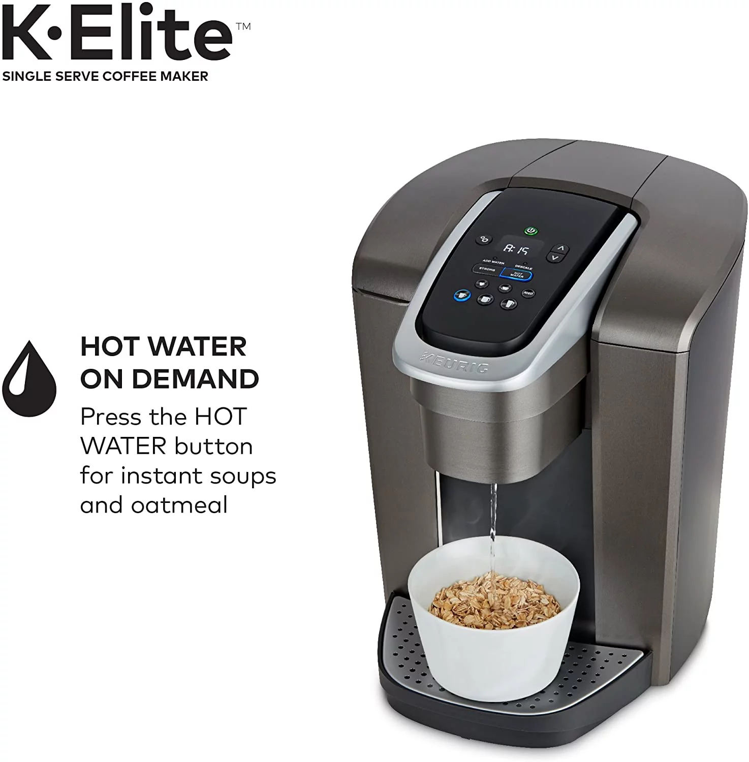 Keurig K-Elite Single Serve K-Cup Pod Coffee Maker, with Strong Temperature Control, Iced Coffee Capability, 12oz Brew Size, Programmable