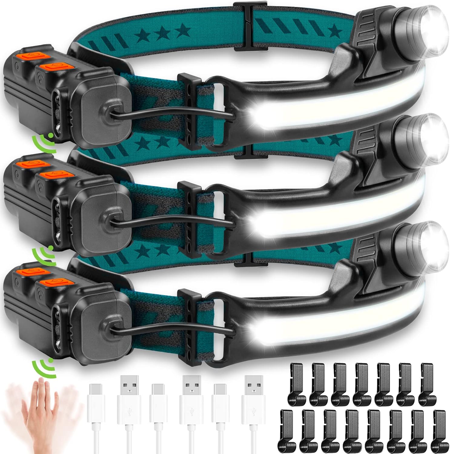 Headlamp Flashlight,1000 Lumens 2 Pack Rechargeable LED Headlamps 270&deg