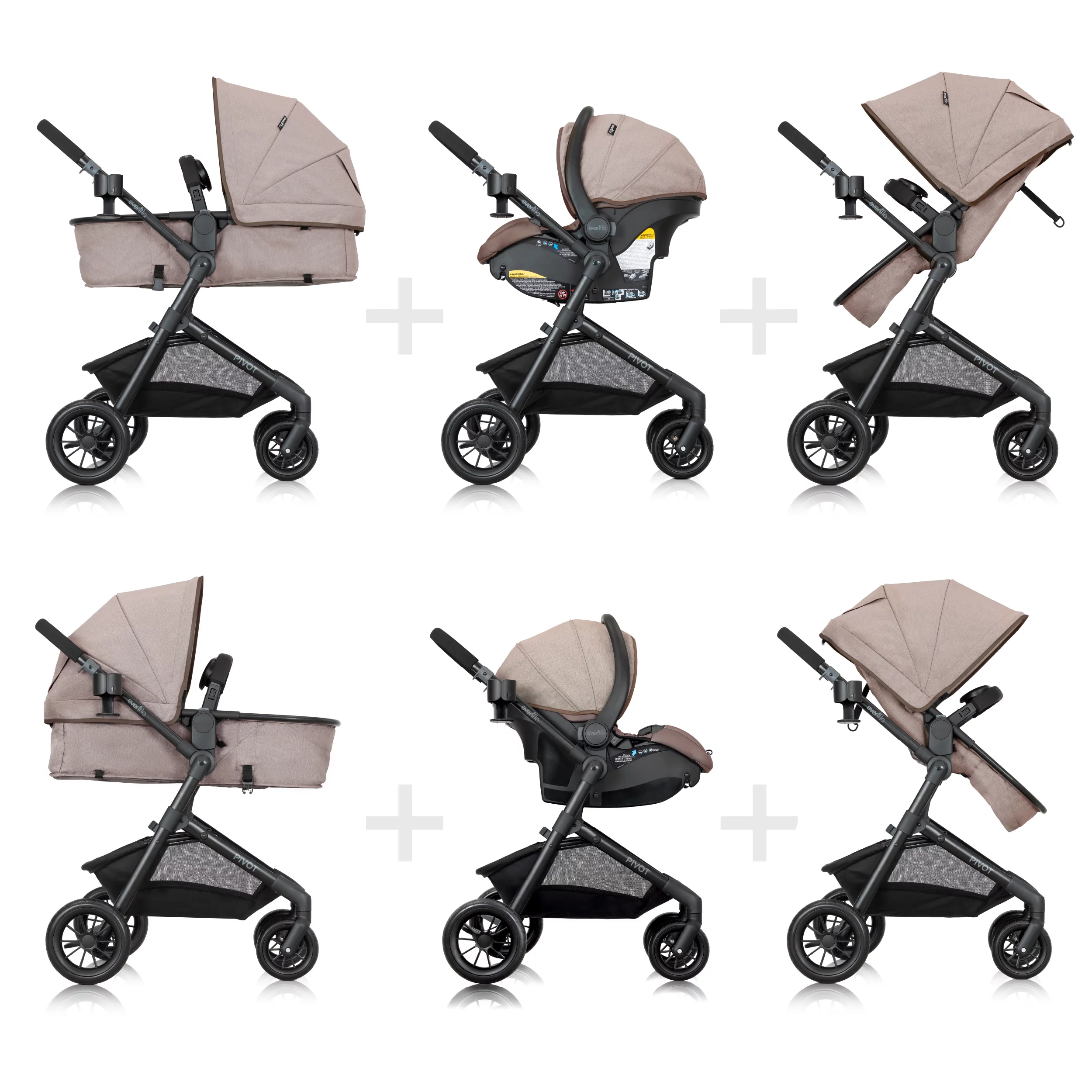 Pivot Modular Travel System with LiteMax Infant Car Seat with Anti-Rebound Bar (Desert Tan) - Radiant Selections
