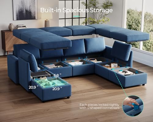 LINSY HOME Modular Sectional Sofa, Convertible U Shaped Sofa Couch with Storage, Memory Foam, Modular Sectionals with Ottomans