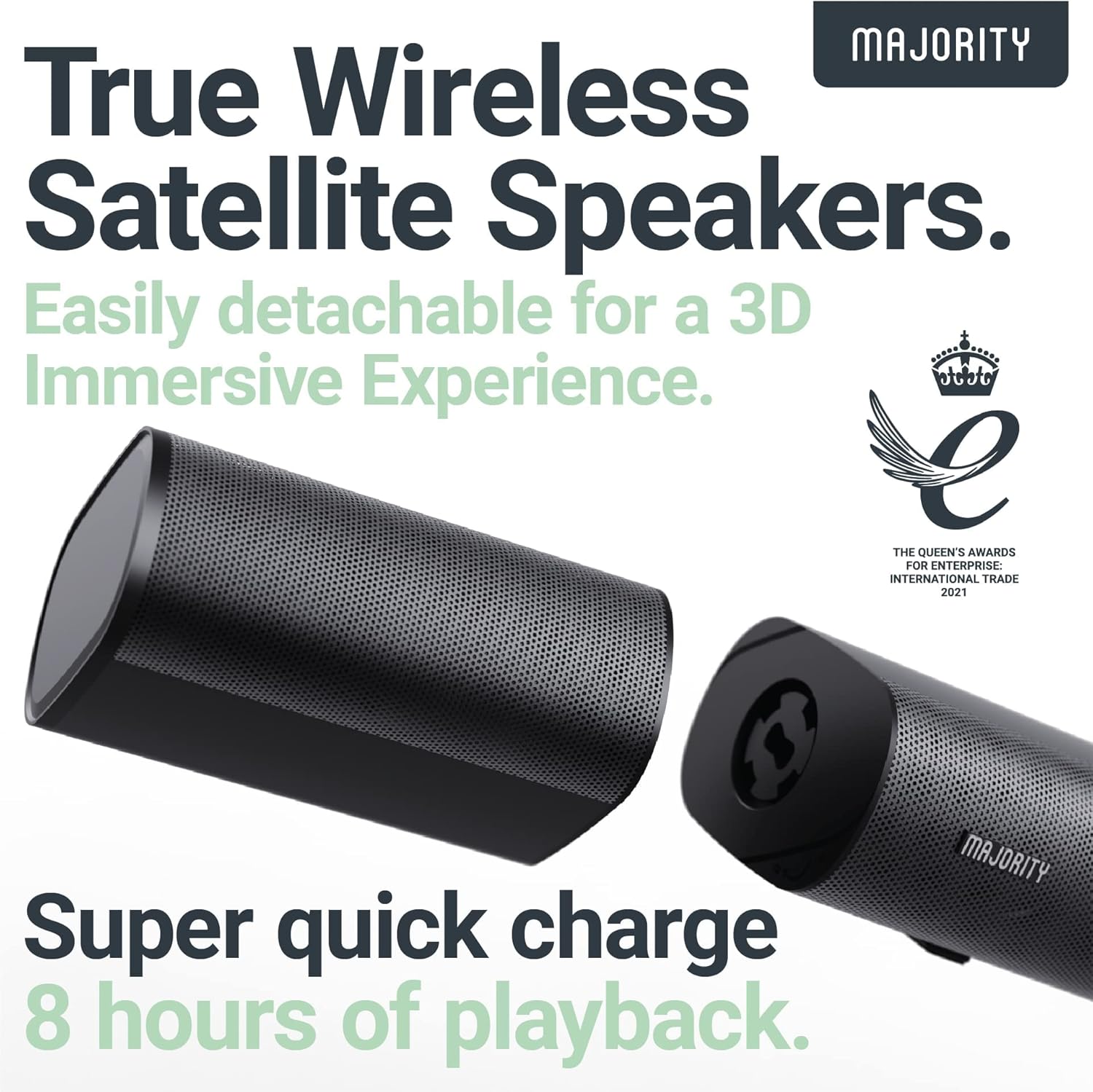 MAJORITY Everest 5.1 Dolby Audio Surround Sound System with Soundbar | 300 WATT with Wireless Subwoofer | Rechargeable Detachable Satellite Speakers