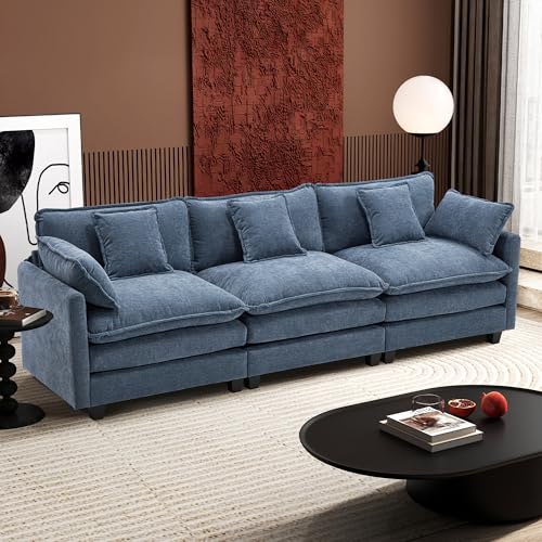 Ihanherry 111.4" U Shaped Modern Cloud Sofa Modular Sectional Couch with 2 Ottoman, 5-Seat Chenille Deep Seat Sofa with Pillow for Living Room
