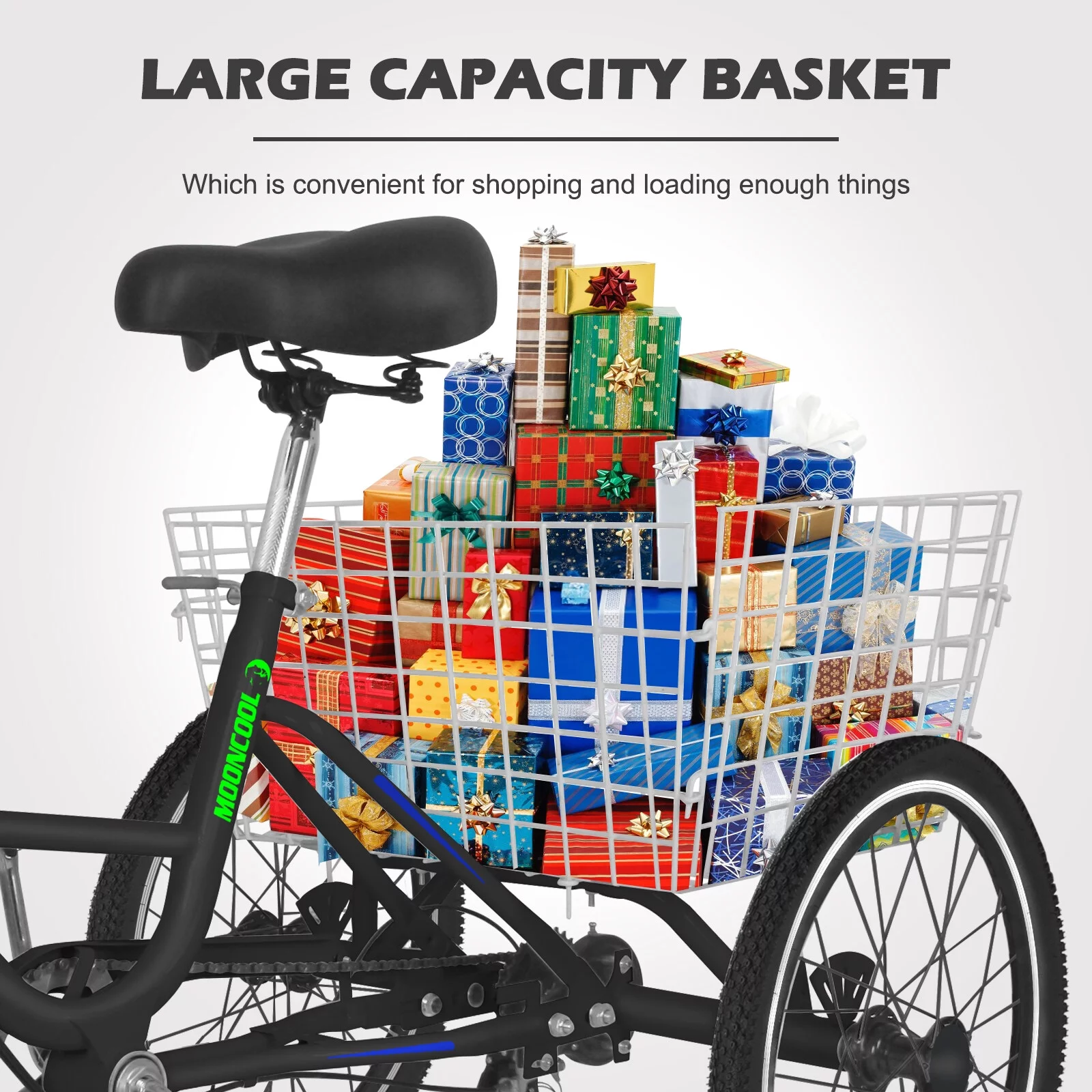 Adult Folding Tricycles Folding Bikes, 7 Speed 24Inch 3 Wheel Adult Trikes Cruiser Bike with Large Basket, Foldable Tricycle for Adults, Women, Men