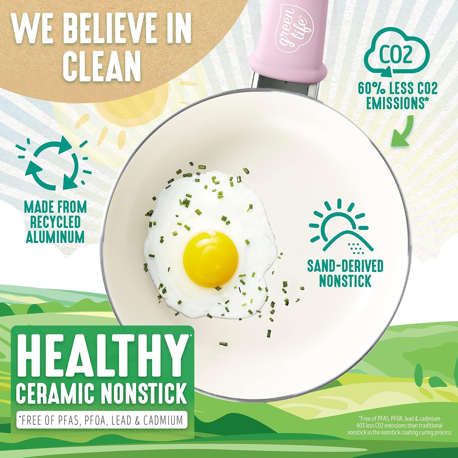 GreenLife Soft Grip Healthy Ceramic Nonstick, 16 Piece Cookware Pots and Pans Set, PFAS-Free, Dishwasher Safe