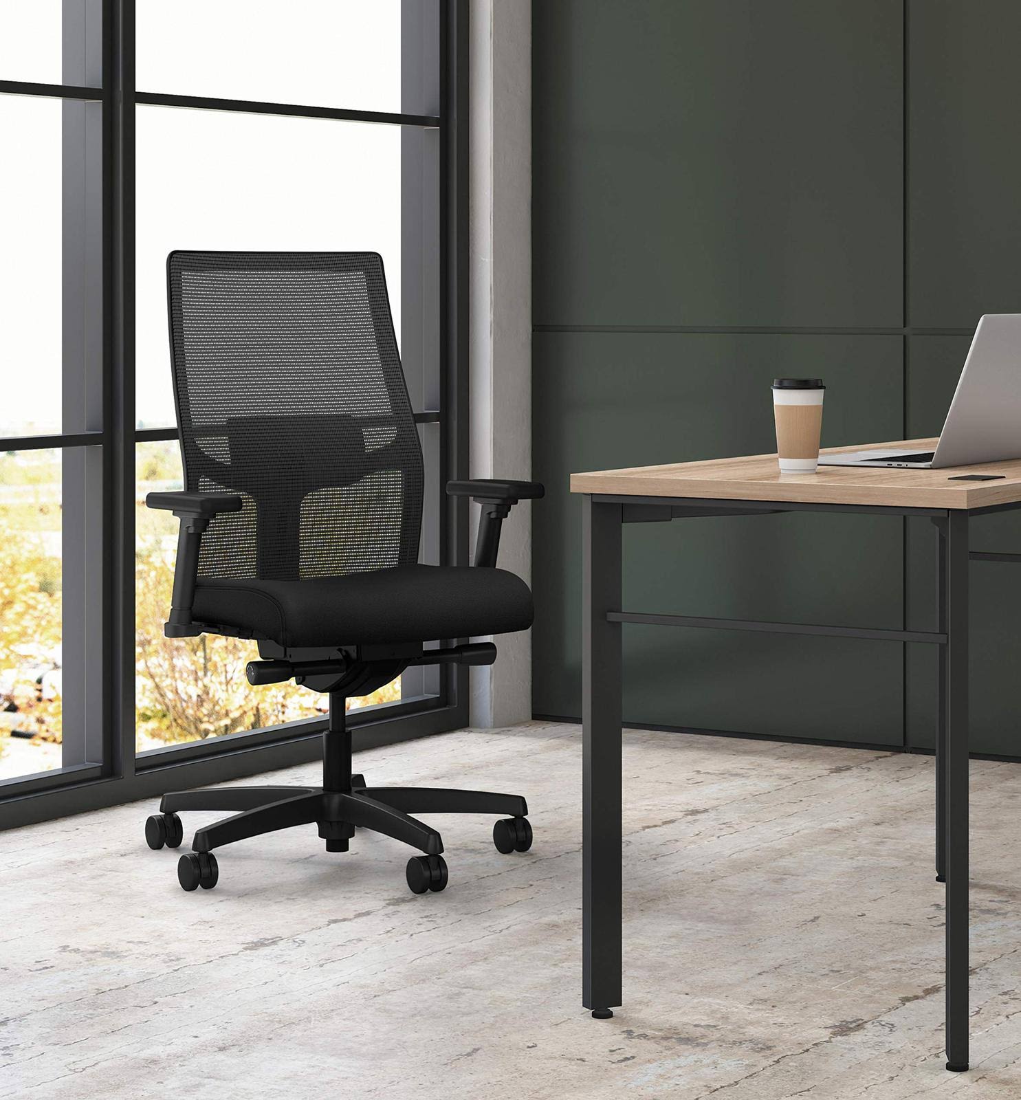 HON Ignition 2.0 Ilira-Stretch Mid-Back Mesh Task Chair, Black