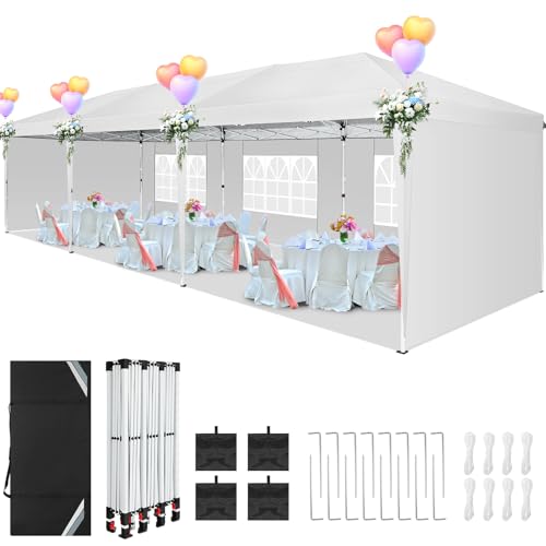 COBIZI Canopy 10x20 Pop Up Canopy Tent with 6 Sidewalls Party Tents for Parties Weddings Backyard Waterproof Canopy Outdoor Commercial Canopy Event
