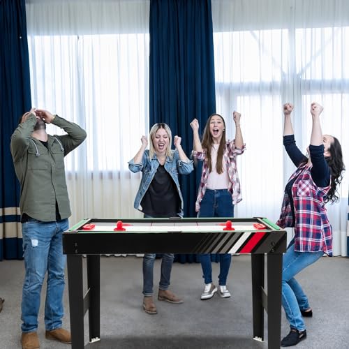 GYMAX 4 in 1 Multi Game Table, 49" Combo Game Table with Foosball Table, Pool Billiards, Air Hockey & Table Tennis for Kids Adults Family Game Room