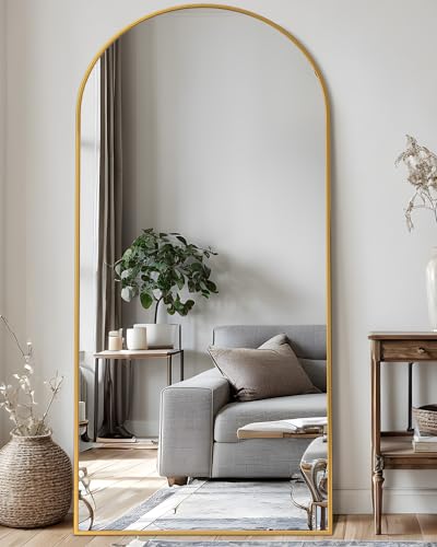 Full Length Mirror, 76"x34" Arched Floor Mirror Freestanding, Floor Standing Full Body Mirror with Stand for Bedroom
