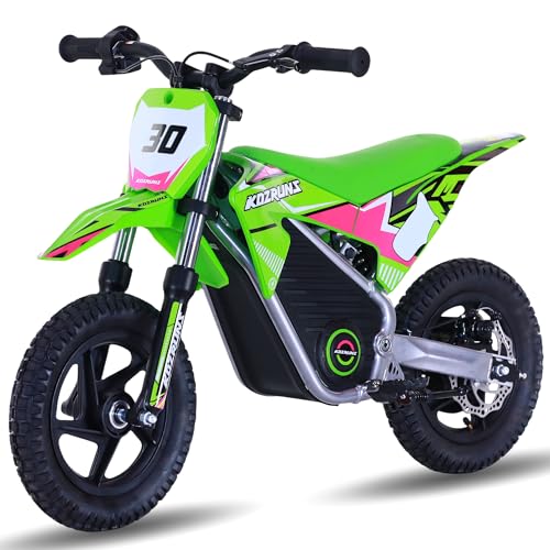 OLALA 36V Electric Dirt Bike for Kids Aged 4-8, Brushless 350W Racing Grade Electric Motorcycle, Up to 18.6MPH & 3 Speed Settings, Dual Disc Brakes