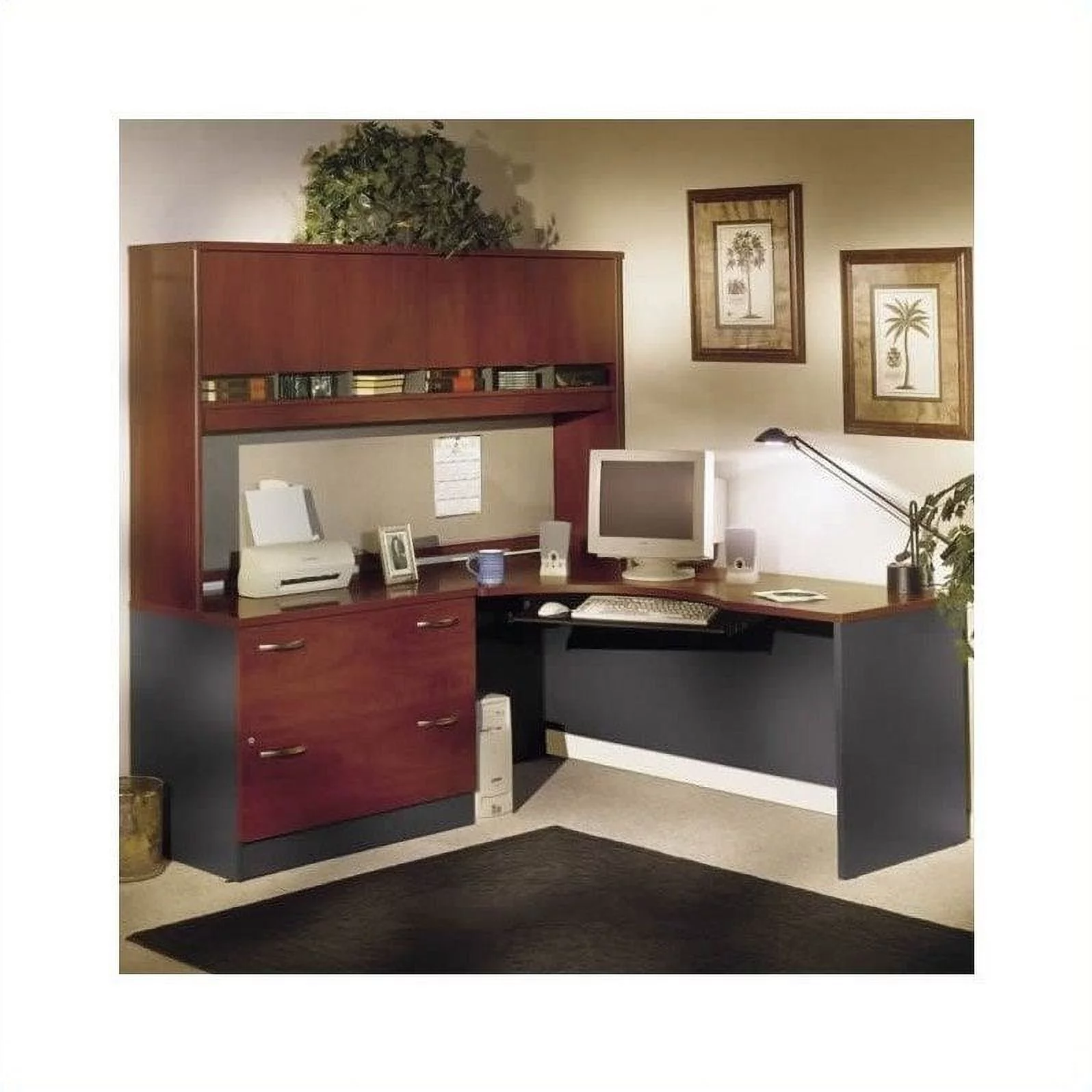 Bush Business Furniture Corner L-Shape Desk in Hansen Cherry