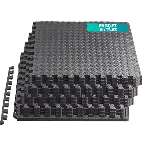Yes4All 24SQFT-120SQFT Puzzle Exercise Mat for Home Gym, EVA Interlocking Foam Floor Tiles with Border for Workout Equipment
