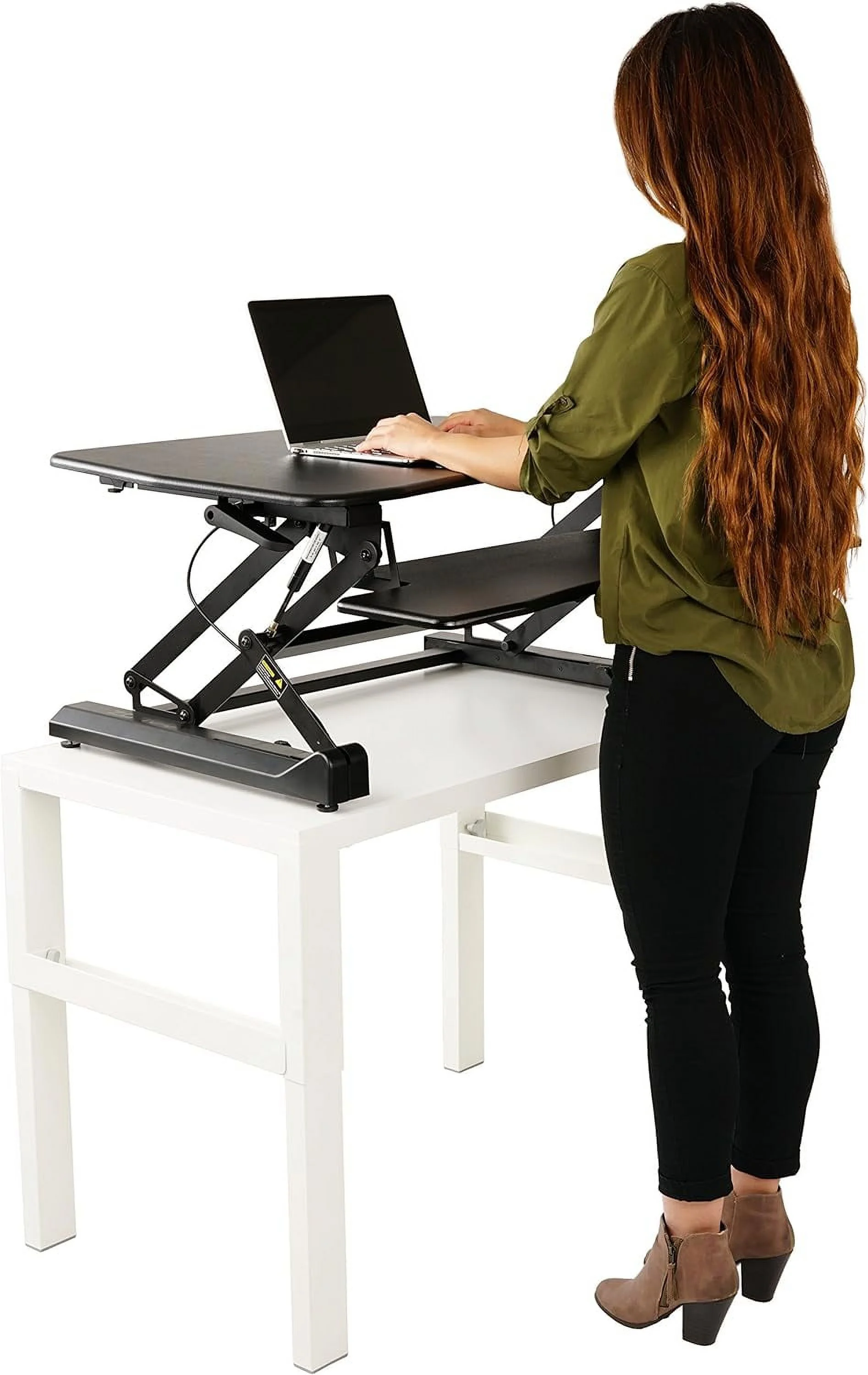 Standing Desk Converter 35 Inches - Height Adjustable Sit Stand Up Desk Riser Fits Dual Monitors, Laptop Stand