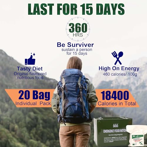24 Days Emergency Food Ration Bars, 20 Year Shelf Life, Emergency Meals Survival Foods Bars, Emergency Supplies for Disaster Preparedness