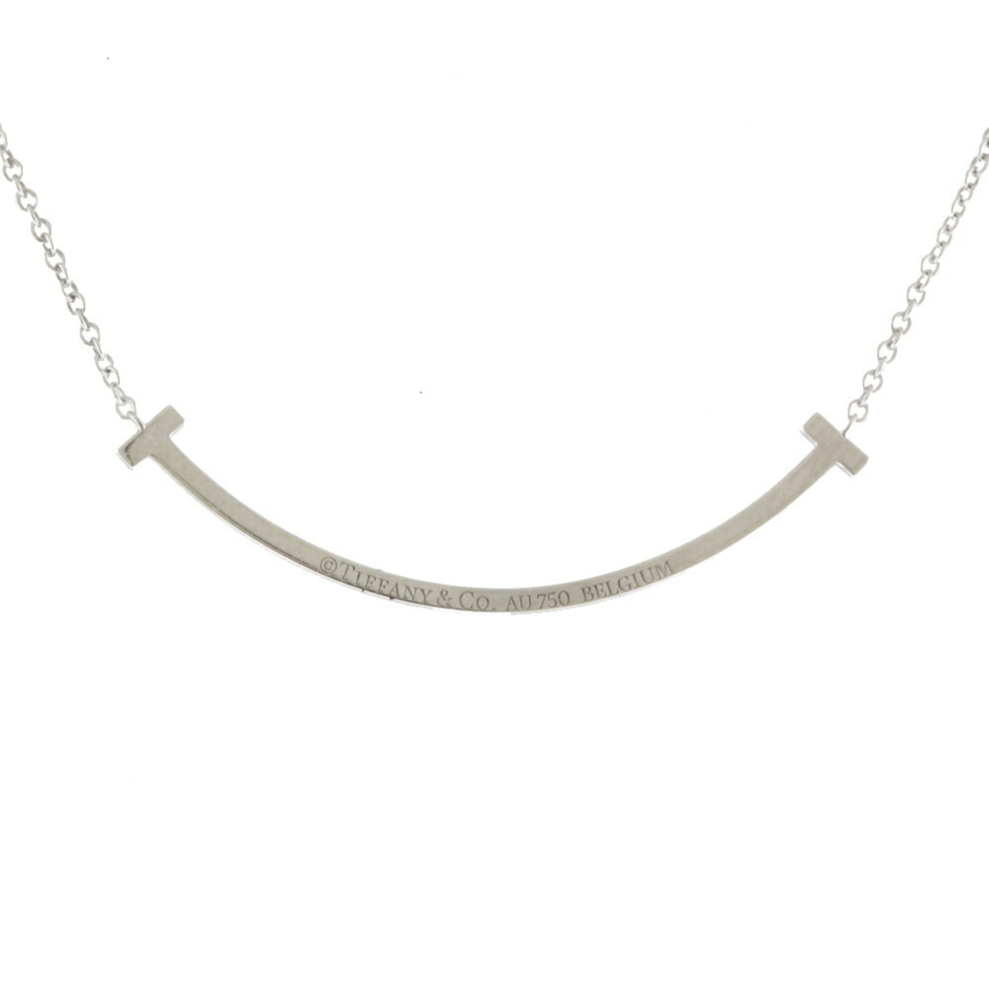 Pre-Owned Tiffany T Smile Diamond Necklace 18K Women's TIFFANY&Co. BRJ10000000120965 (Like New)