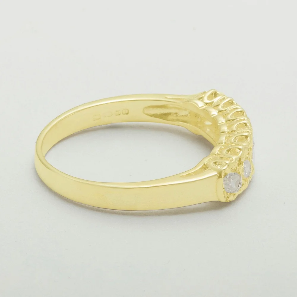 LBG British Made 14k Yellow Gold Natural Diamond Womens Eternity Ring - 33 size options - Size 10