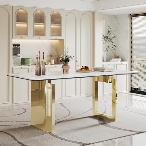 AF ARTISAN FURNITURE 71" Rectangular Sintered Stone Dining Table for 6-8，511