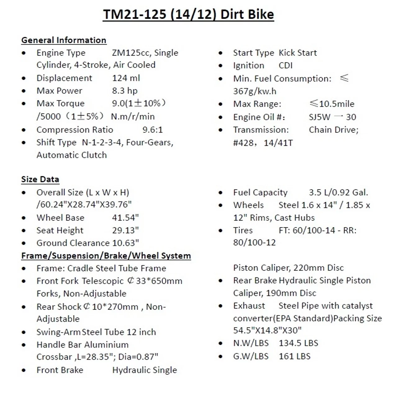 Blue - Trailmaster TM21 125cc Dirt Bike, Powerful 125cc Kick Start