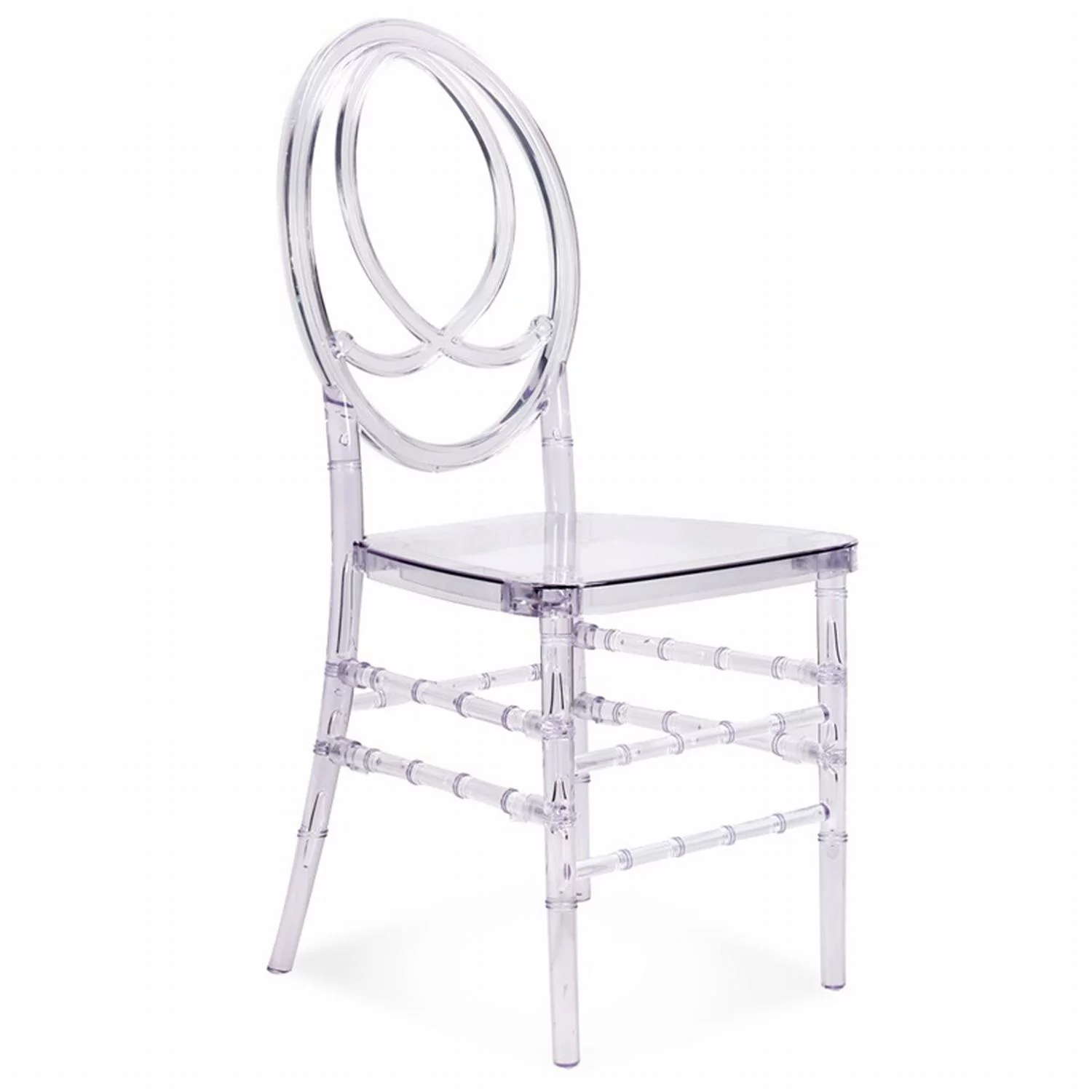 FOH Upgraded 4Pcs Cross Back Stacking In Clear Crystal Chiavari Ghost Chairs, Stackable Transparent Elegant Party Event Wedding Chairs