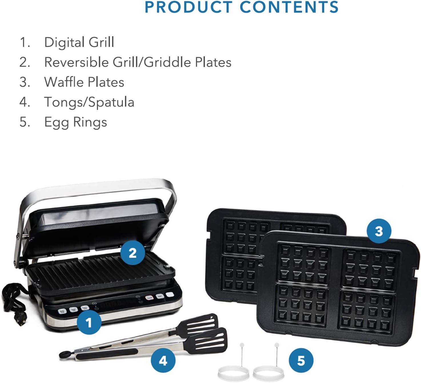 Yedi Total Package 6-in-1 Digital Indoor Grill, Waffle Maker, Panini Press, Griddle, with Deluxe Accessory Kit