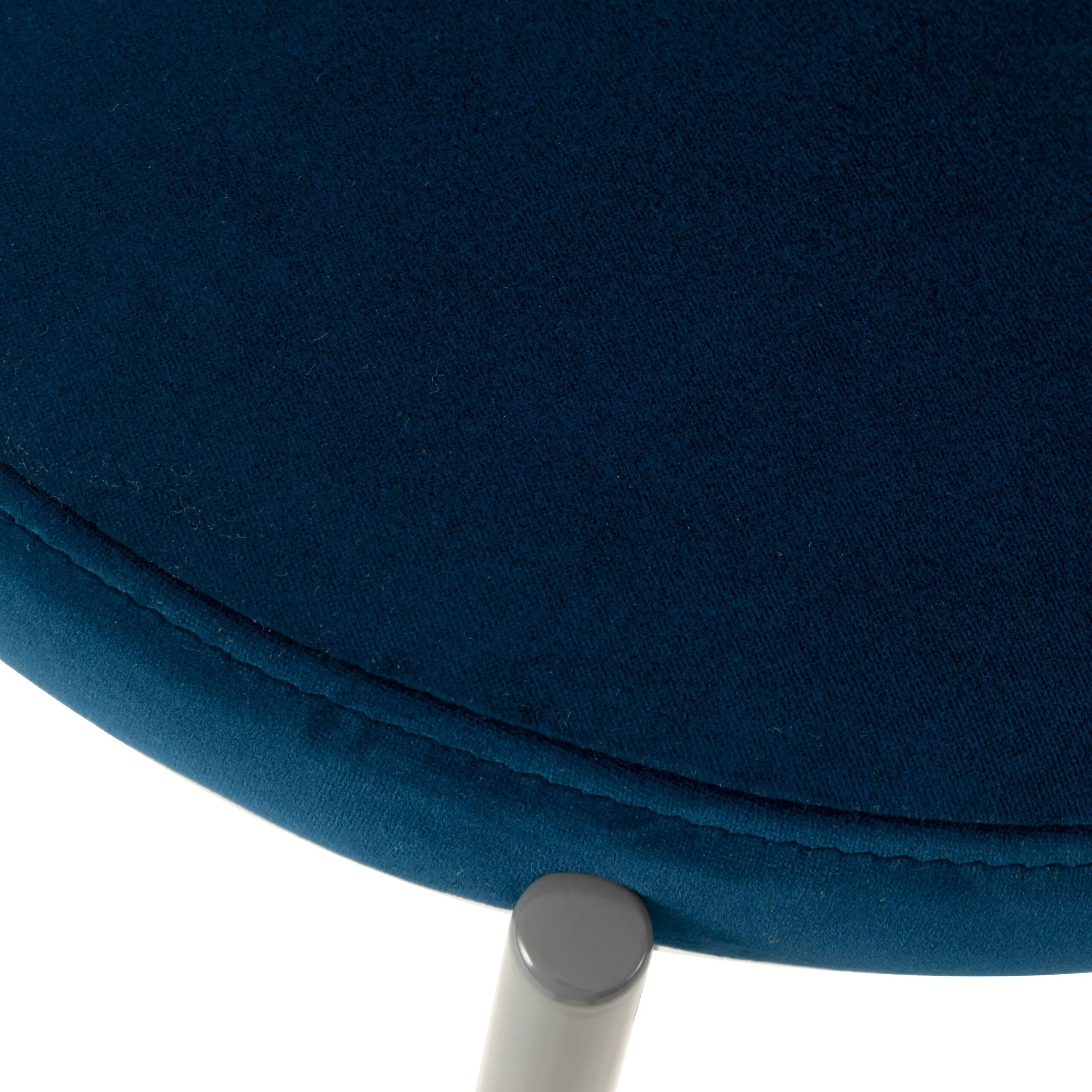 LeisureMod Euston Modern Velvet Dining Kitchen Side Chair with Powder Coated Grey Steel Frame, Set of 4 (Navy Blue)
