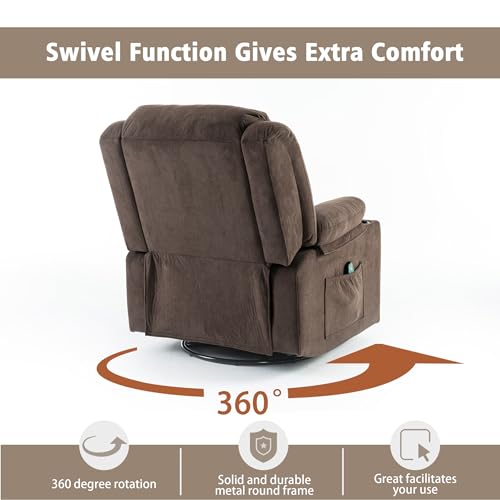 Rocker Swivel Recliner Chair for Adults, Overstuffed Large Manual Recliner Glider with Massage and Heat