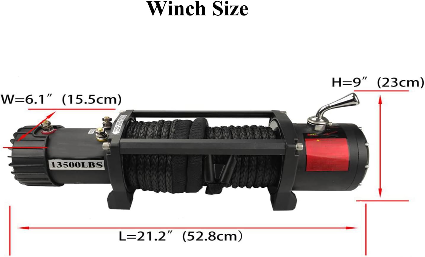 LEAVAN 13500 LB Electric Winch,12V DC Winch with Steel Cable Wire Rope: 21.5L x 6.3W x 8.6 H, 6.2 Ton Pulling Capacity