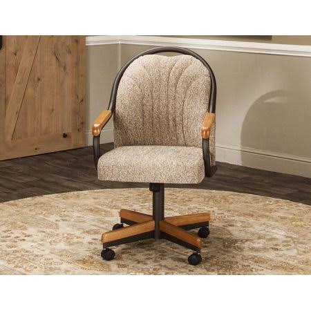 Caster Chair Company Bently Swivel Tilt Caster Arm Chair in Wheat Tweed Fabric