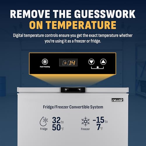 Newair 13.8 cu. ft. Upright Freezer, Fridge Freezer Convertible, Garage Ready Refrigerator, Frost Free Freezer with Door Alarm, Stand up Deep Freezer