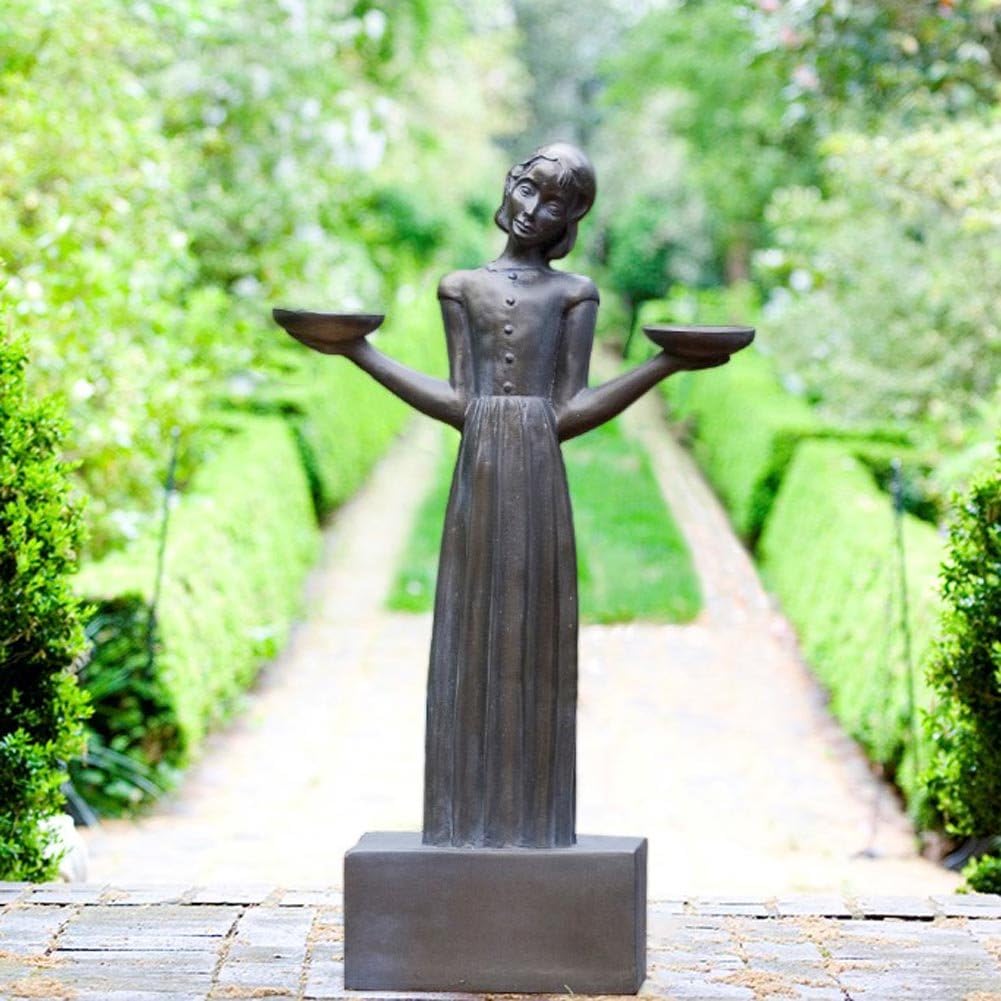 Savannah Bird Girl Statue with Pedestal - Lawn and Garden Sculpture (Medium-28 H)