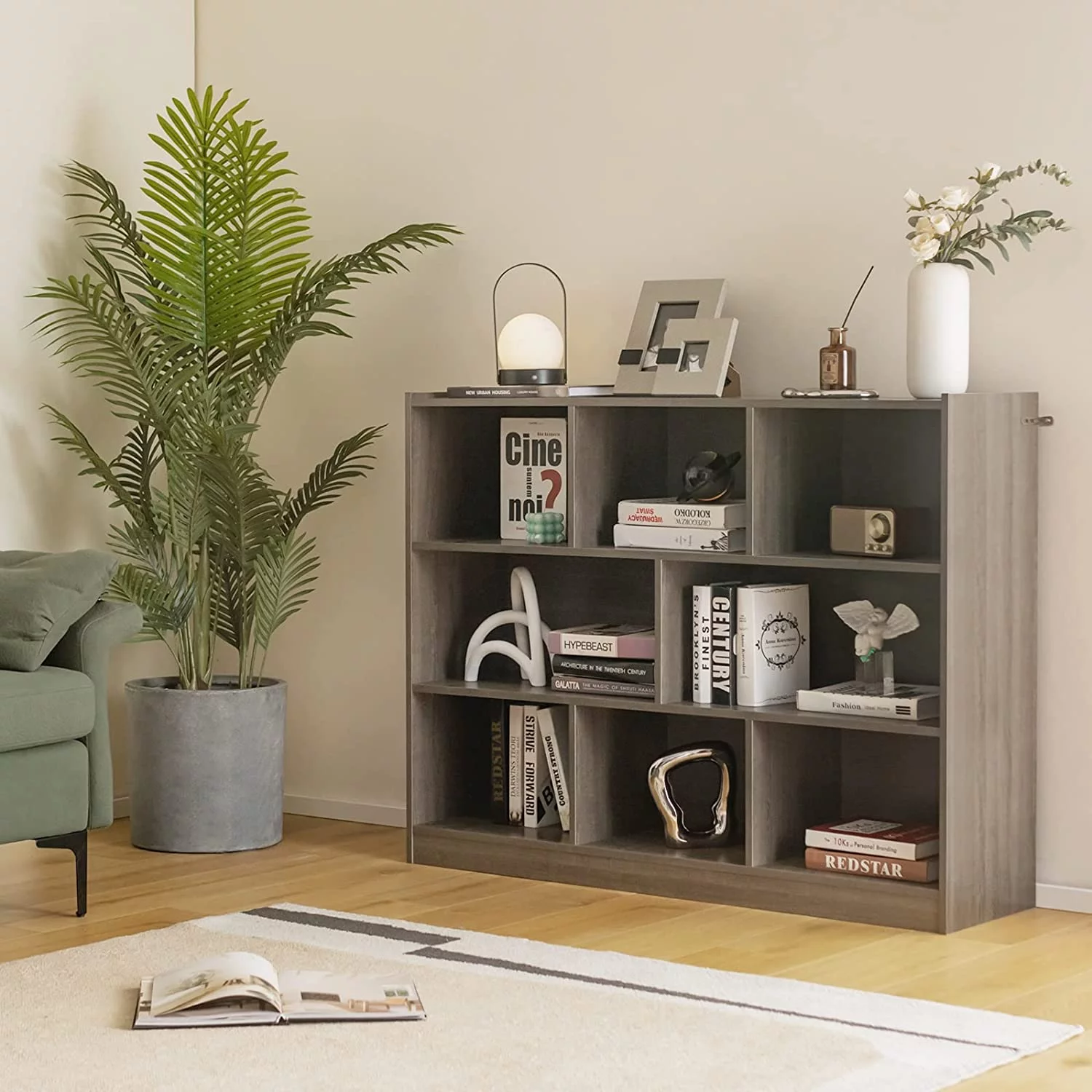 Wood Storage Cube Bookcase, 3 Tier 8 Cube Open Shelf Storage Cabinet, Multipurpose Bookshelf, Display Shelf for Living Room, Bedroom, Study