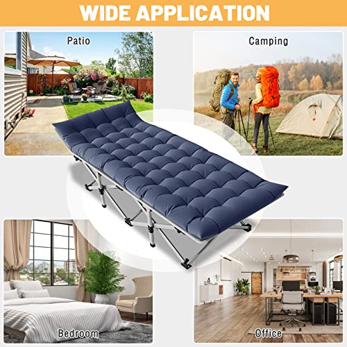 DoCred Folding Camping Cot with Mattress, 2 Pack Heavy Duty Folding Cot for Adults, Portable Sleeping Cot Bed Adults Outdoor Bed with Carry Bag