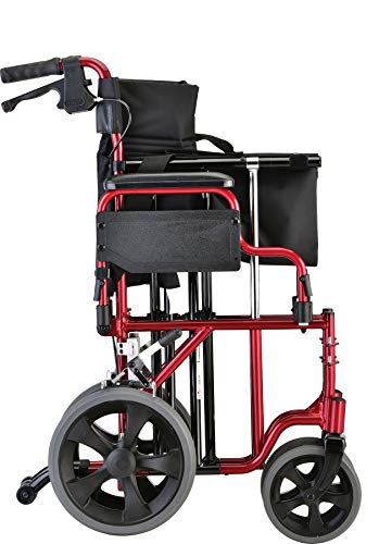 NOVA Heavy Duty Bariatric Transport Chair with 400 lb. Weight Capacity, 22” Extra-Wide Seat with Locking Hand Brakes