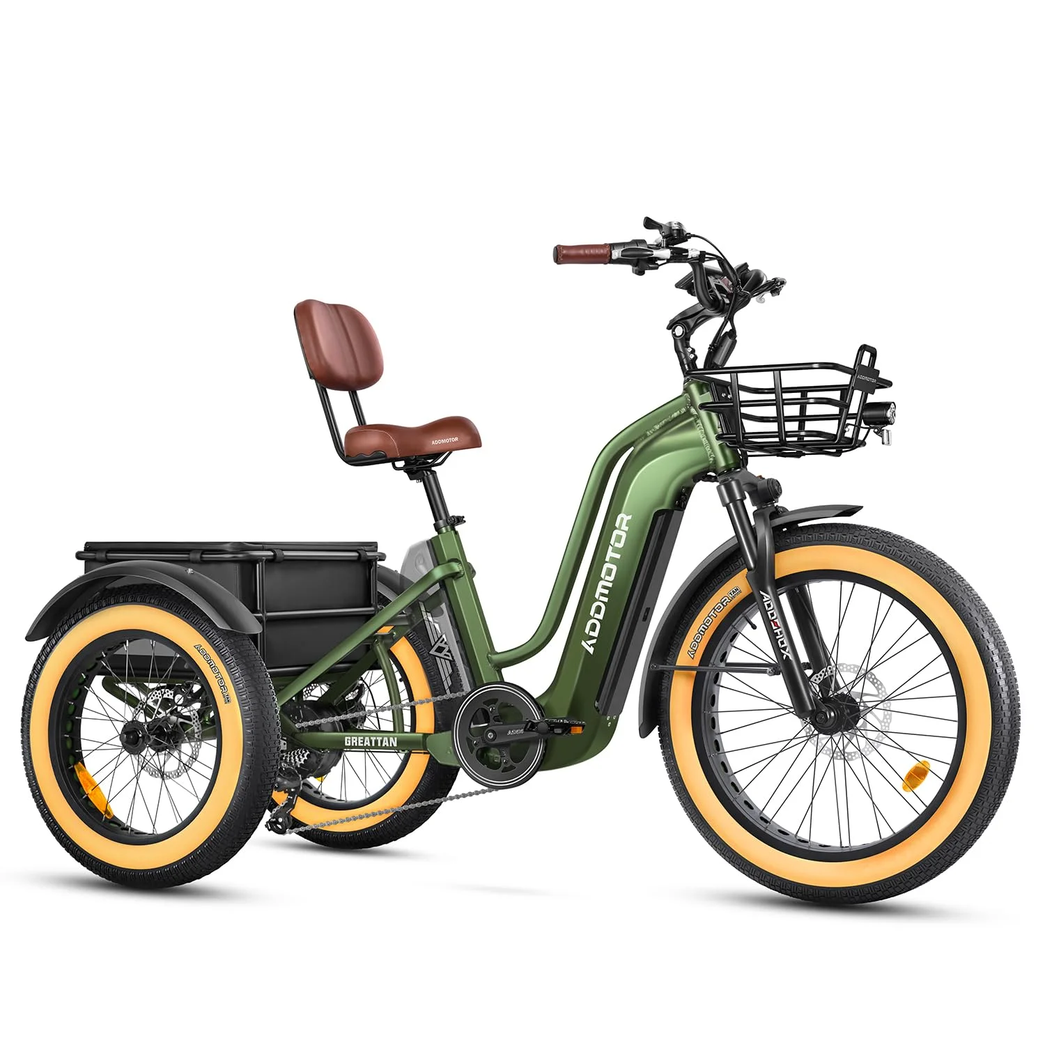 Addmotor Electric Trike for Adults, 750W Rear Mount Motor Electric Tricycle, 85MI/160MI, 48V 20AH/40AH Dual Battery System