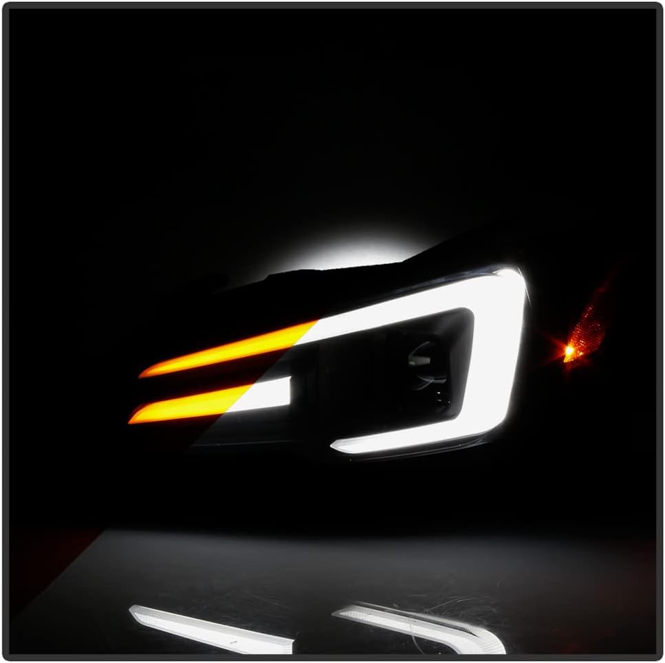 ACANII - For [Halogen Model] 2015-2020 Subaru WRX Black LED Switchback Sequential Tube Projector Headlights Headlamps