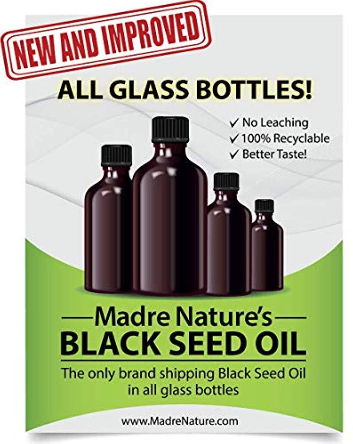 Madre Nature USDA Organic Premium Black Seed Oil Glass Bottle 16 O