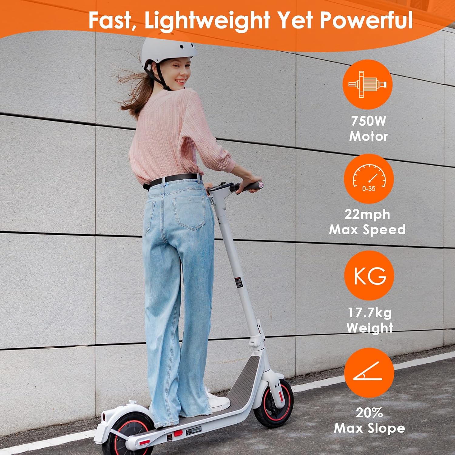 Inmotion Air Pro Electric Sport Scooter, 750W Power, 22MPH & 30Miles Range, Wiring Hidden Design, 10'' Pneumatic Tire, Dual Brakes