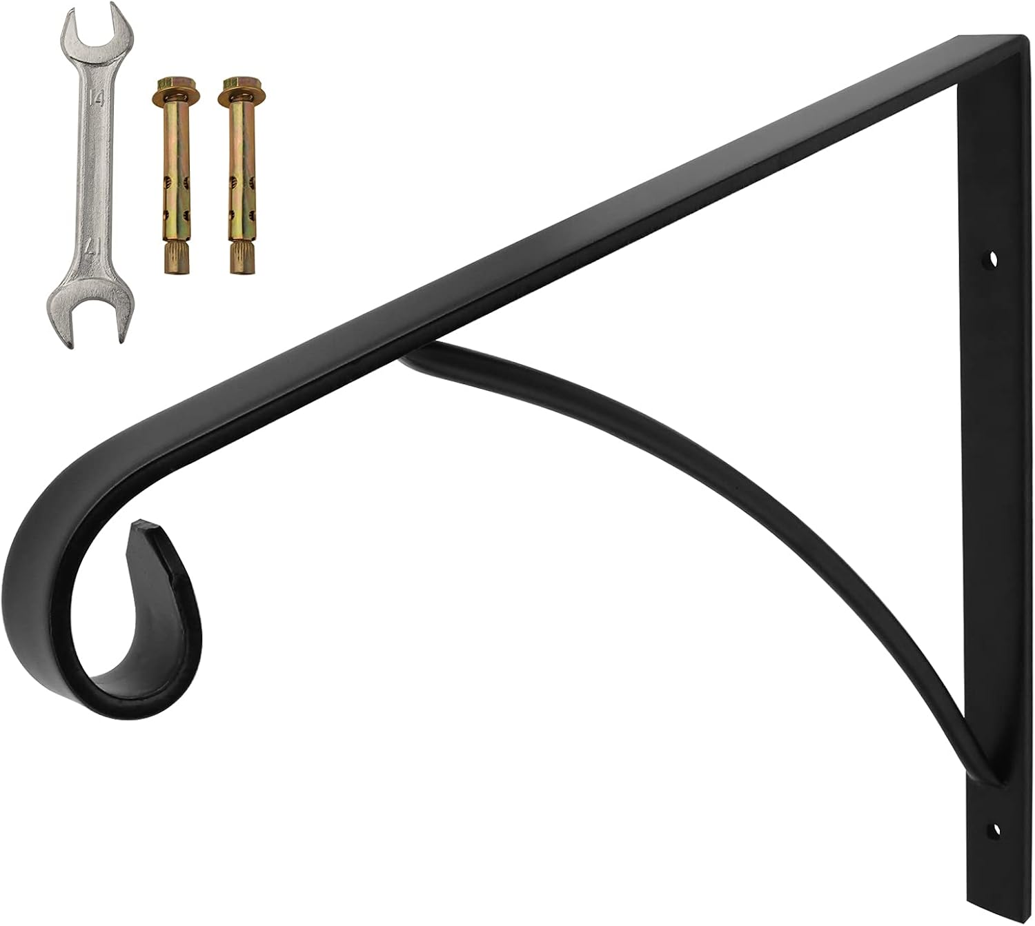 SCIEO Black Single Step Handrails, Wall Mounted Metal Wrought Iron Short Hand Rail Railing, Fits 1 or 2 Steps Stairs Ideal for Garage
