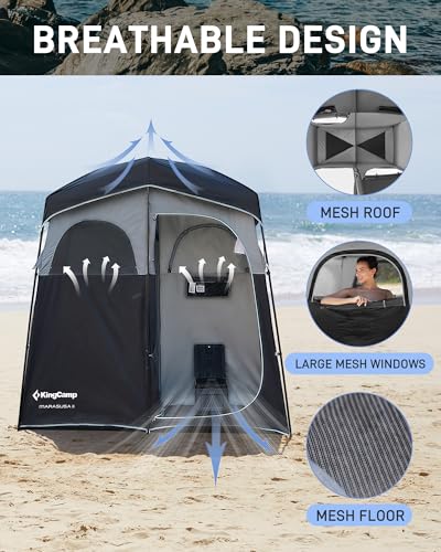 KingCamp Shower Tent, Portable Privacy Tent Outdoor Camping 1/2 Room Toilet Tents with Shower Bag & Dressing Room for Travel Beach Tailgate