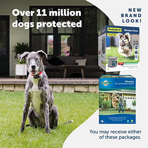 PetSafe Original Wireless Electric Fence for Dogs, Portable for Travel Covers Up to 1/2 Acre, Waterproof Collar for Pets 8lb+ with Tone/Static (Gray)