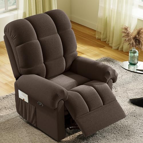 2024 New Power Recliner Chair for Adults, Adjustable Electric Power Chair Lift Recliner, USB Port, Ultra-Comfy Teddy Fleece Recliner for Living Room