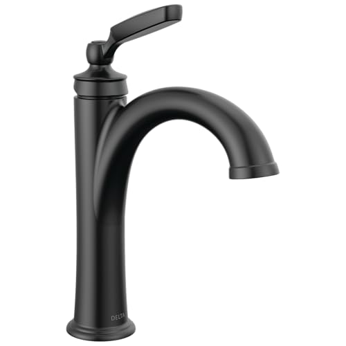Delta Woodhurst Brushed Nickel Bathroom Faucet 1 Hole, Single Hole Bathroom Sink Faucet for Vanity, Metal Push-Pop Drain Assembly