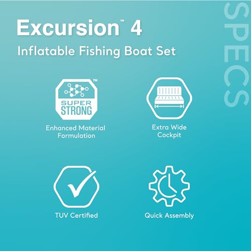 INTEX Excursion Inflatable Boat Series: Includes Deluxe 54in Boat Oars and High-Output Pump – SuperTough PVC – Adjustable Seats with Backrest –