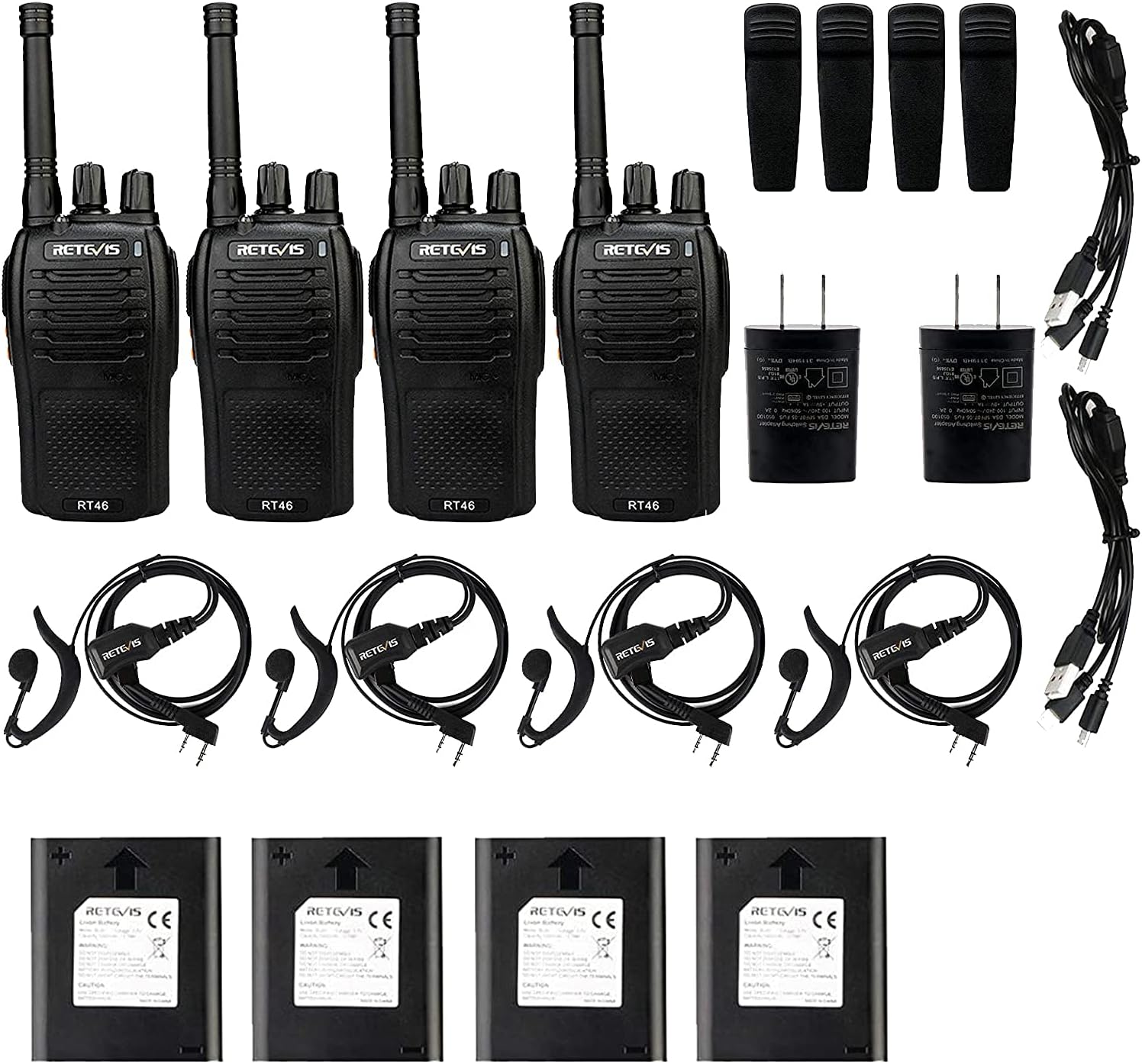Retevis RT46 Mini Walkie Talkie, Small Two Way Radio with Headset, Portable Handheld Transceiver, Long Range Walky Talky Rechargeable for Family