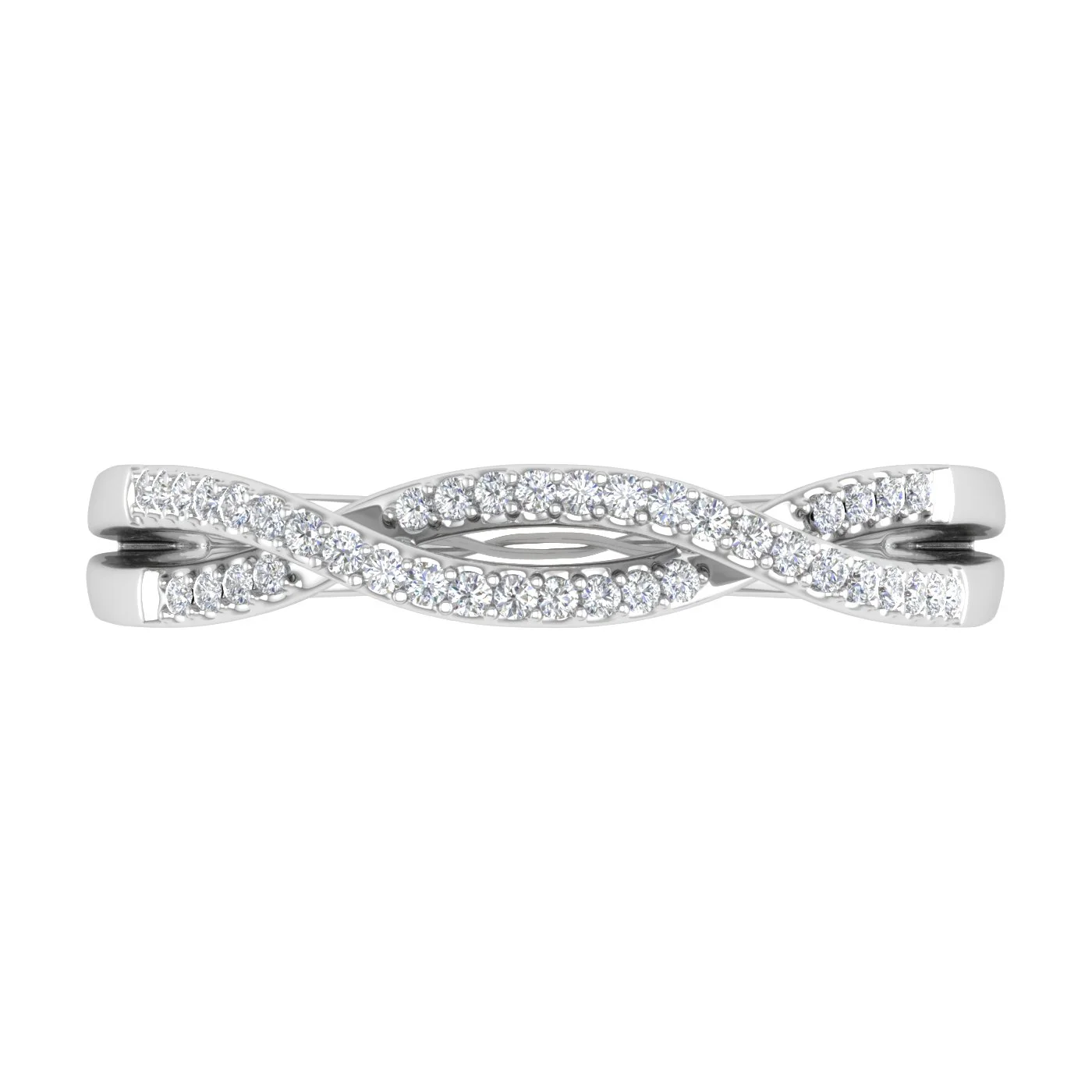 10K White Gold Diamond Twisted Wedding Band Ring (0.13 Carat) (Ring Size 7)