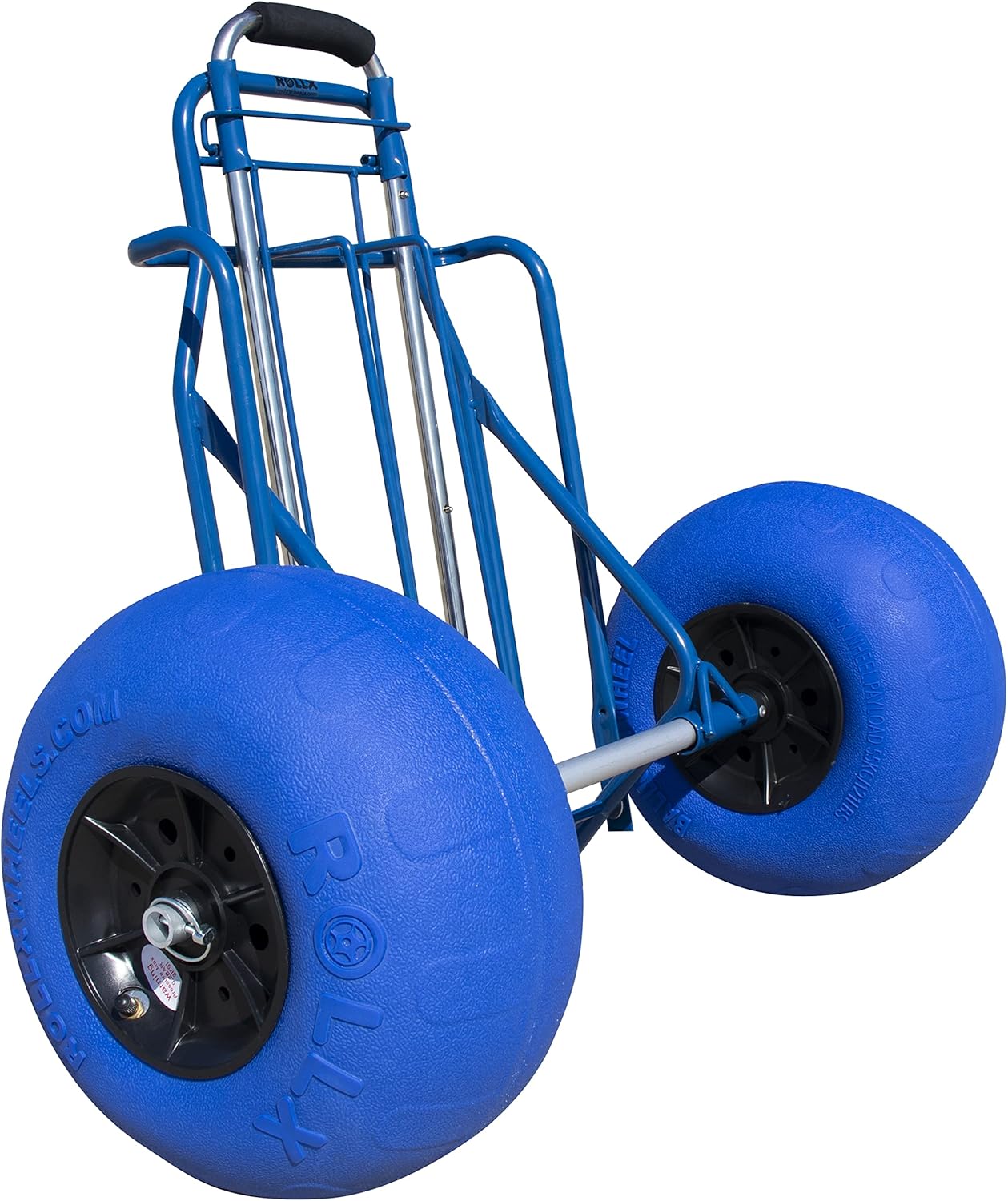 Folding Beach Cart with Balloon Wheels, Rolling Cooler Dolly with 12 Inch Large Sand and Beach Tires (Orange)