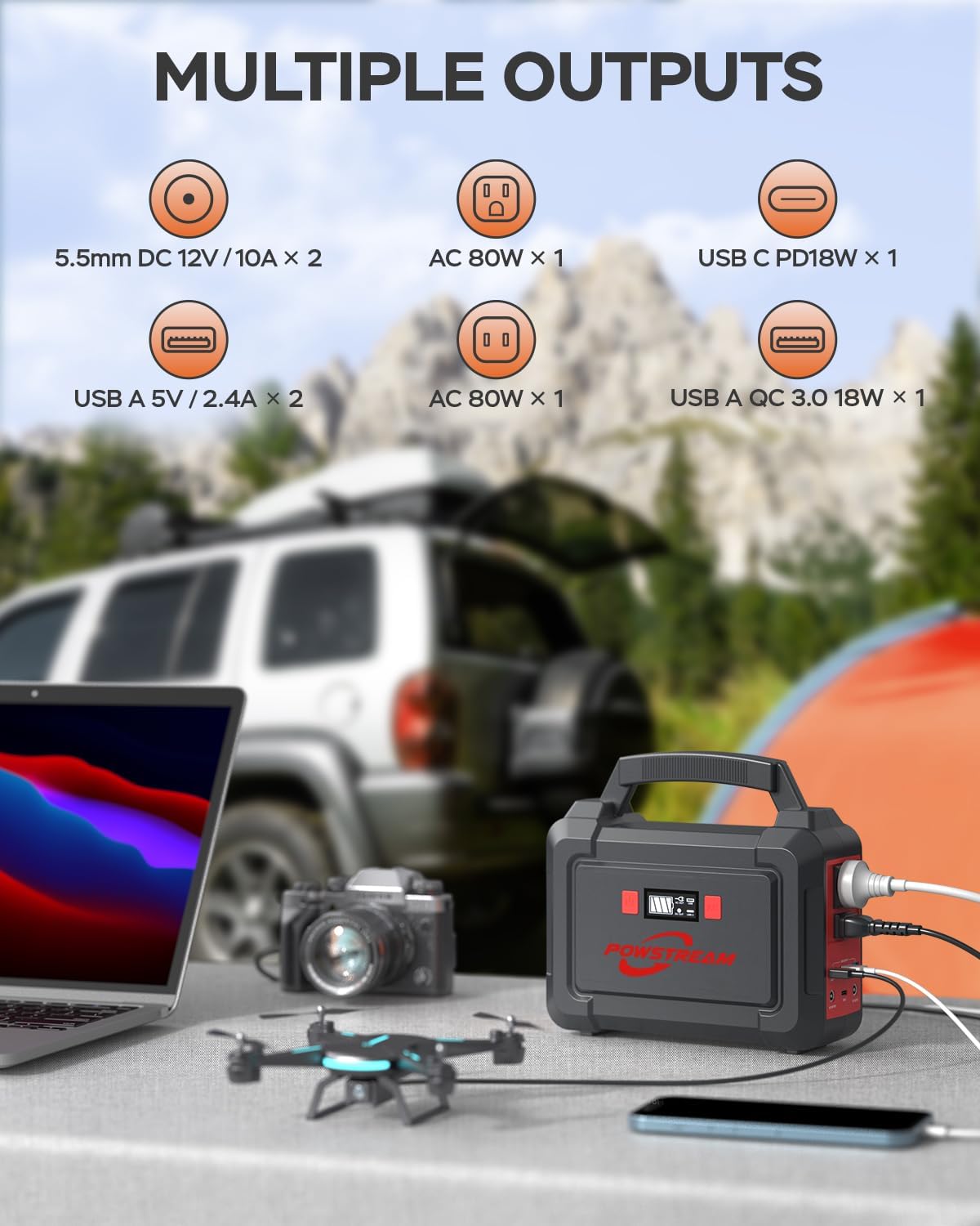 POWSTREAM-167Wh-Portable-Power-Station-Outdoor-Camping-Solar-Generators
