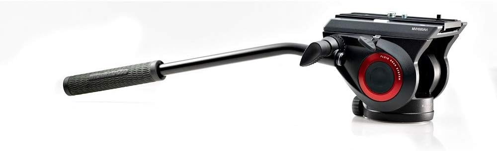 Manfrotto MVH500AH, Lightweight Fluid Video Head with Flat Base, Sliding Plate for Rapid Camera Connection, Supports Multiple Tripods