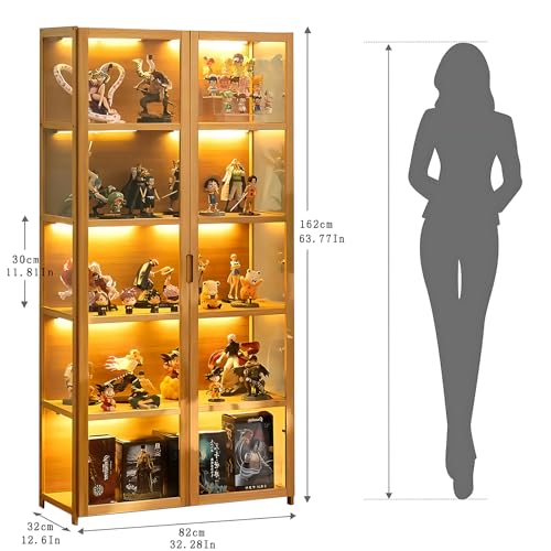 Curio Display Cabinet, 5-Tier Storage Shelves with Acrylic Glass Door, Collectibles Toy Organizers Rack & Display Shelf